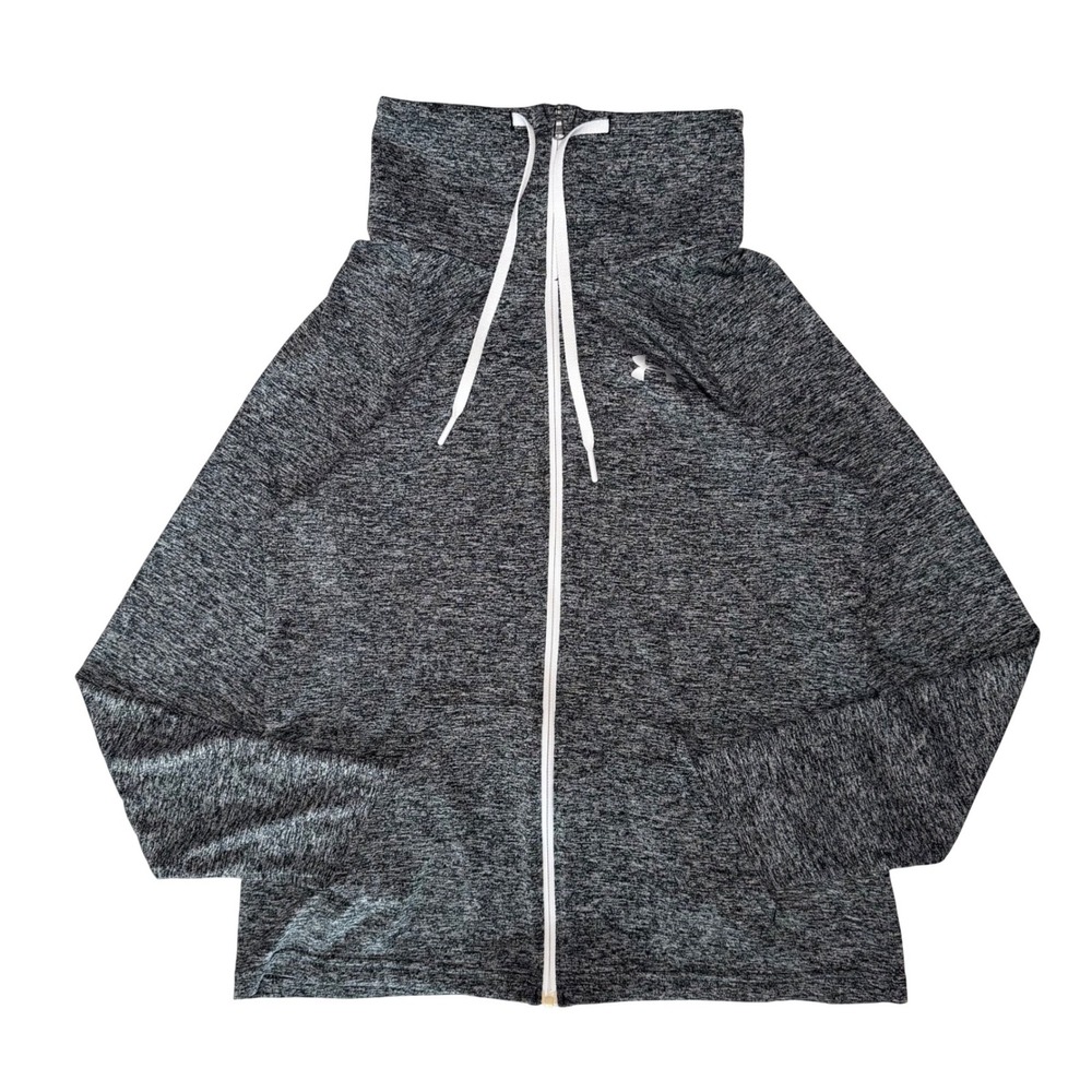 Under Armour HeatGear Full Zip Funnel Neck Jacket Gray Space Dye Athleisure S